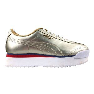 Puma Women's Size 8 Roma Amor Mix Metal Team Gold Leather Platform Sneakers